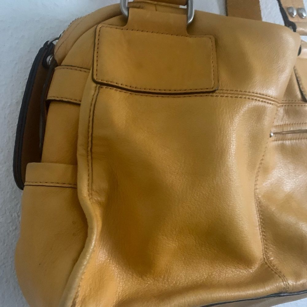 B. Makowsky Mustard Yellow Leather Shoulder Bag - Picture 4 of 9